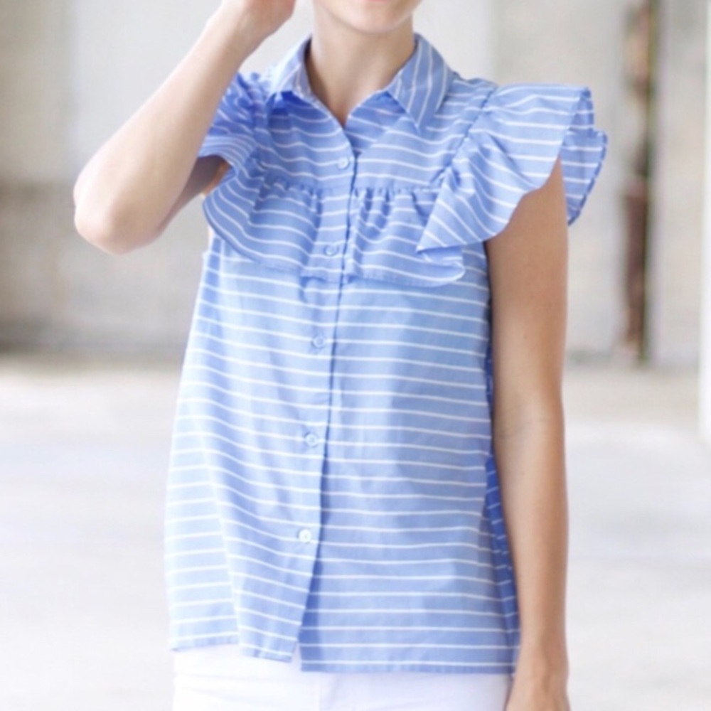 • Who What Wear • Striped Ruffle Tank Top S